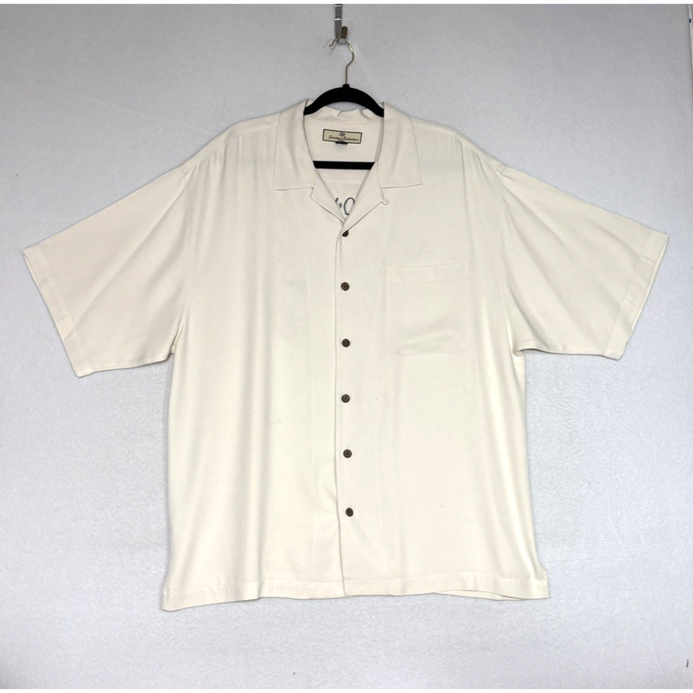 Tommy Bahama Mens XL Silk Camp Shirt Beige Embroidered Sail Fast Live Slow - Picture 6 of 8